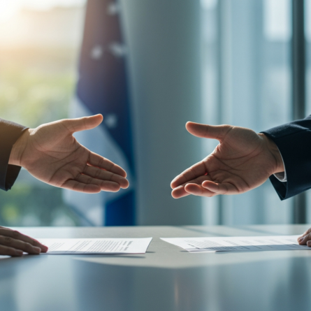 Representação conceitual do Programa Confia da Receita Federal, mostrando parceria e confiança entre pessoas, simbolizando a conformidade cooperativa fiscal no Brasil.