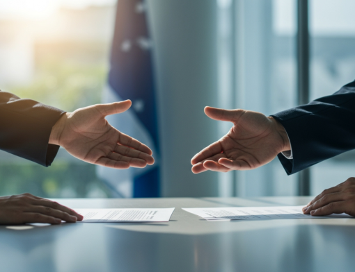 Representação conceitual do Programa Confia da Receita Federal, mostrando parceria e confiança entre pessoas, simbolizando a conformidade cooperativa fiscal no Brasil.